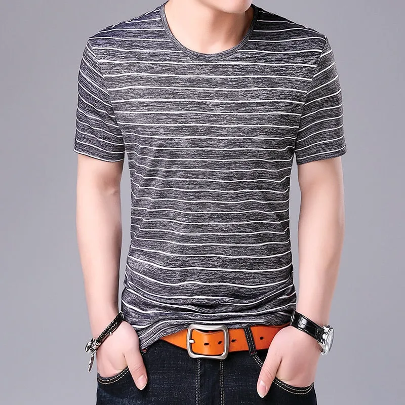 2019 New Fashion Brand T Shirt Mens Striped Summer Street Wear Tops Trends O Neck Top Grade Short Sleeve Tshirts Men Clothes