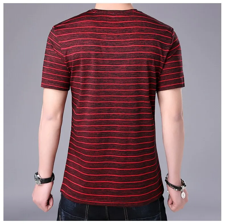 2019 New Fashion Brand T Shirt Mens Striped Summer Street Wear Tops Trends O Neck Top Grade Short Sleeve Tshirts Men Clothes