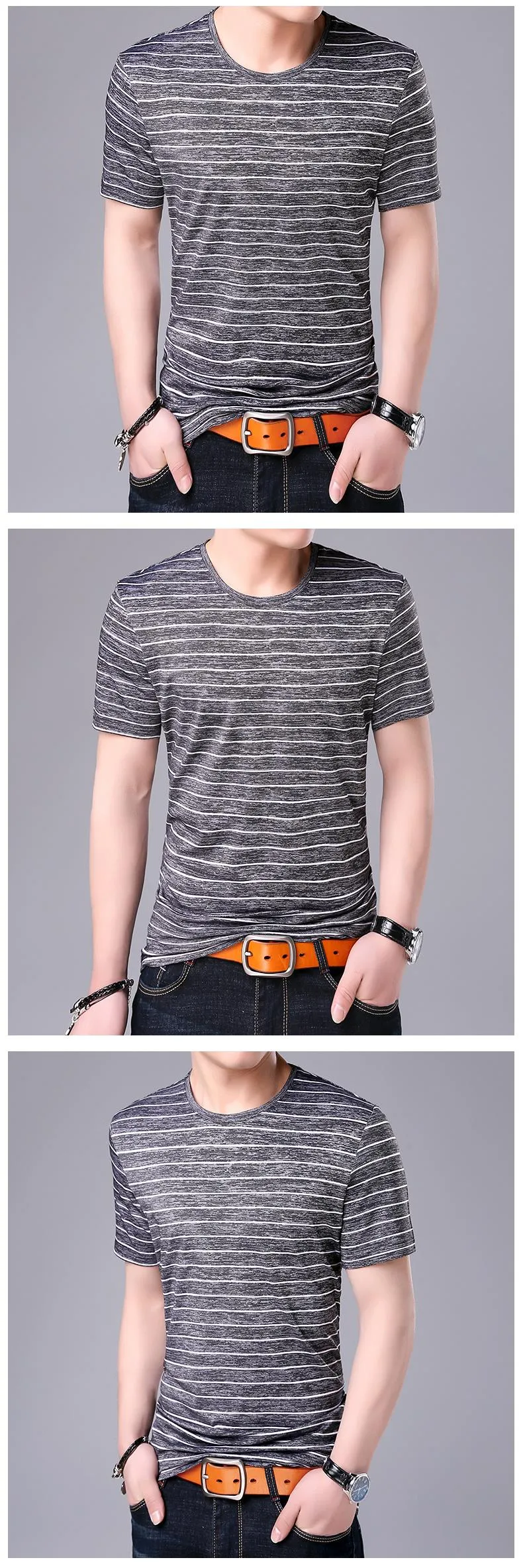 2019 New Fashion Brand T Shirt Mens Striped Summer Street Wear Tops Trends O Neck Top Grade Short Sleeve Tshirts Men Clothes