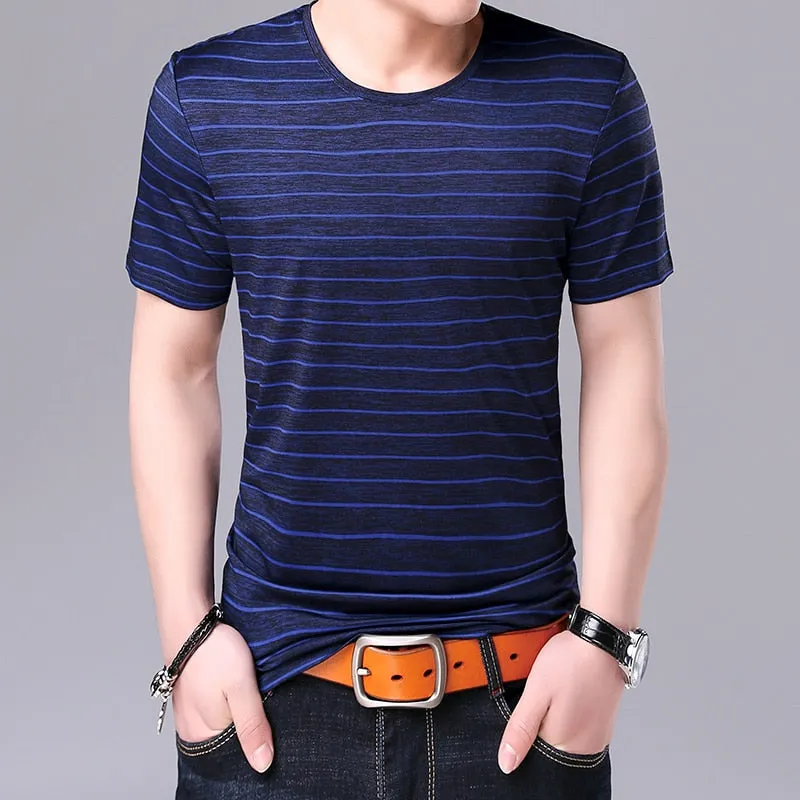 2019 New Fashion Brand T Shirt Mens Striped Summer Street Wear Tops Trends O Neck Top Grade Short Sleeve Tshirts Men Clothes