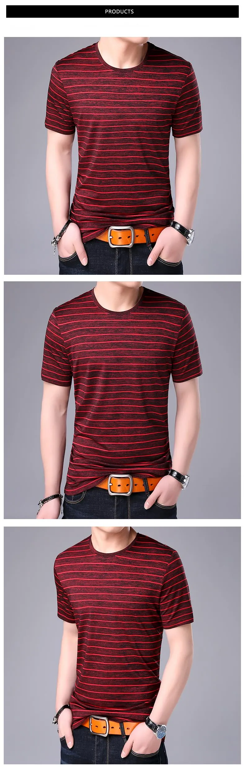 2019 New Fashion Brand T Shirt Mens Striped Summer Street Wear Tops Trends O Neck Top Grade Short Sleeve Tshirts Men Clothes