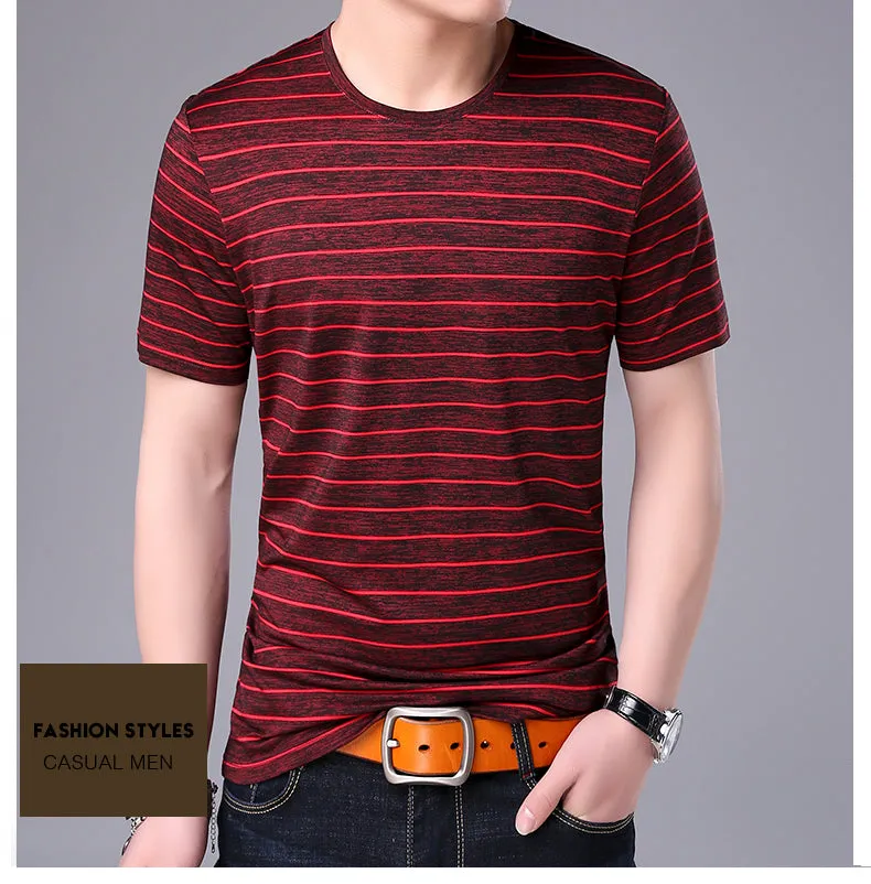 2019 New Fashion Brand T Shirt Mens Striped Summer Street Wear Tops Trends O Neck Top Grade Short Sleeve Tshirts Men Clothes