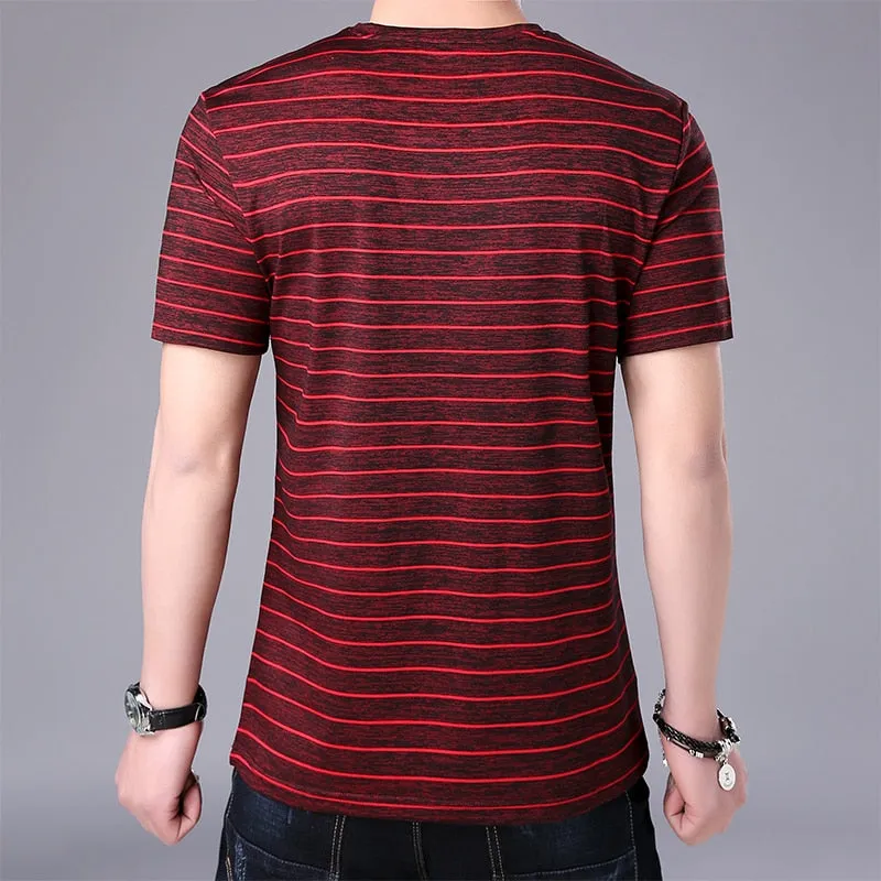 2019 New Fashion Brand T Shirt Mens Striped Summer Street Wear Tops Trends O Neck Top Grade Short Sleeve Tshirts Men Clothes