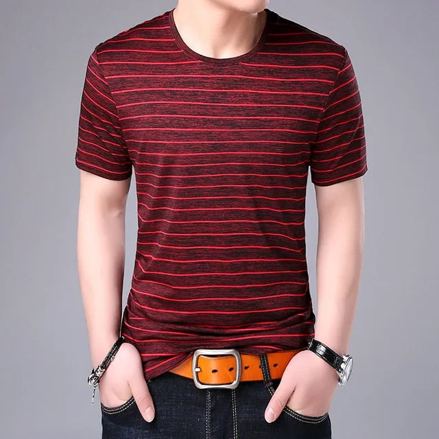 2019 New Fashion Brand T Shirt Mens Striped Summer Street Wear Tops Trends O Neck Top Grade Short Sleeve Tshirts Men Clothes