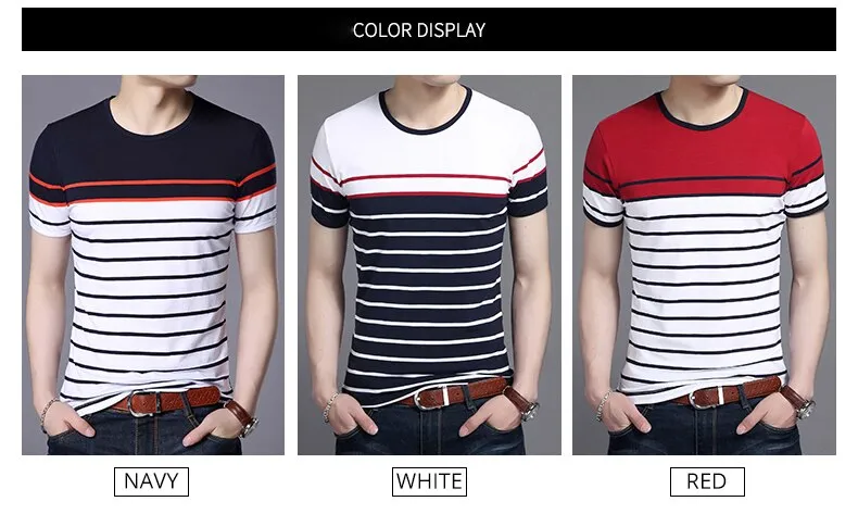 2019 New Fashion Brand T Shirts For Men O Neck Striped Summer Trends Street Wear Tops Korean Short Sleeve Tshirts Men Clothes
