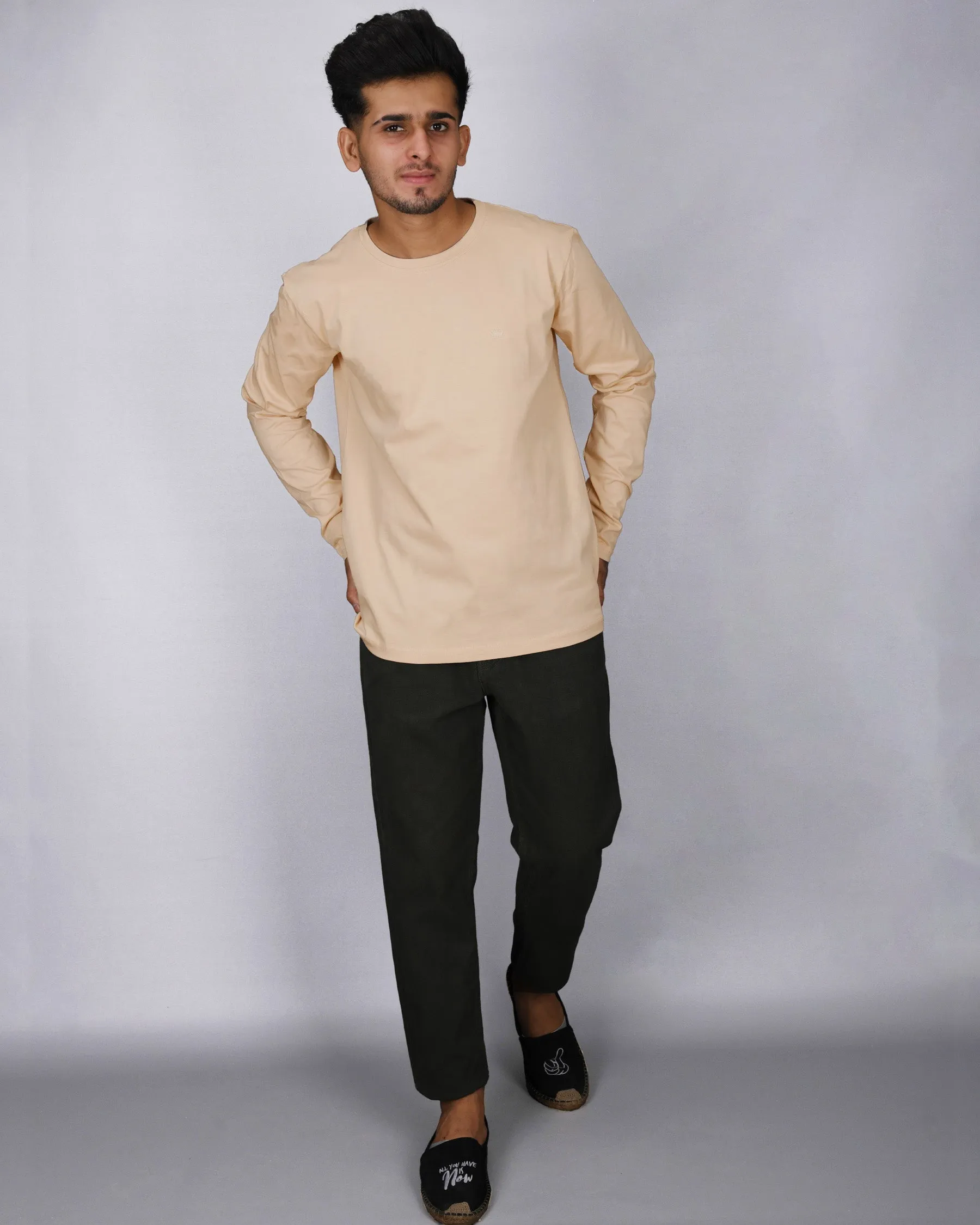 Beige Full-Sleeve Super soft Premium Cotton T-shirt