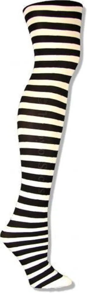 Foot Traffic Black and White Striped Tights