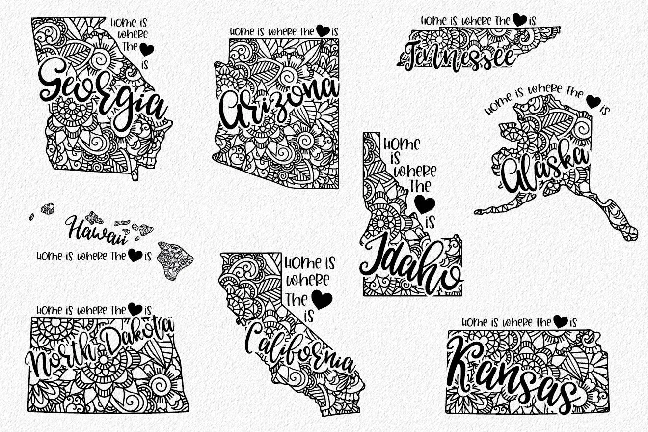 Home is Where the Heart is Choose your State Graphic Tee Shirt