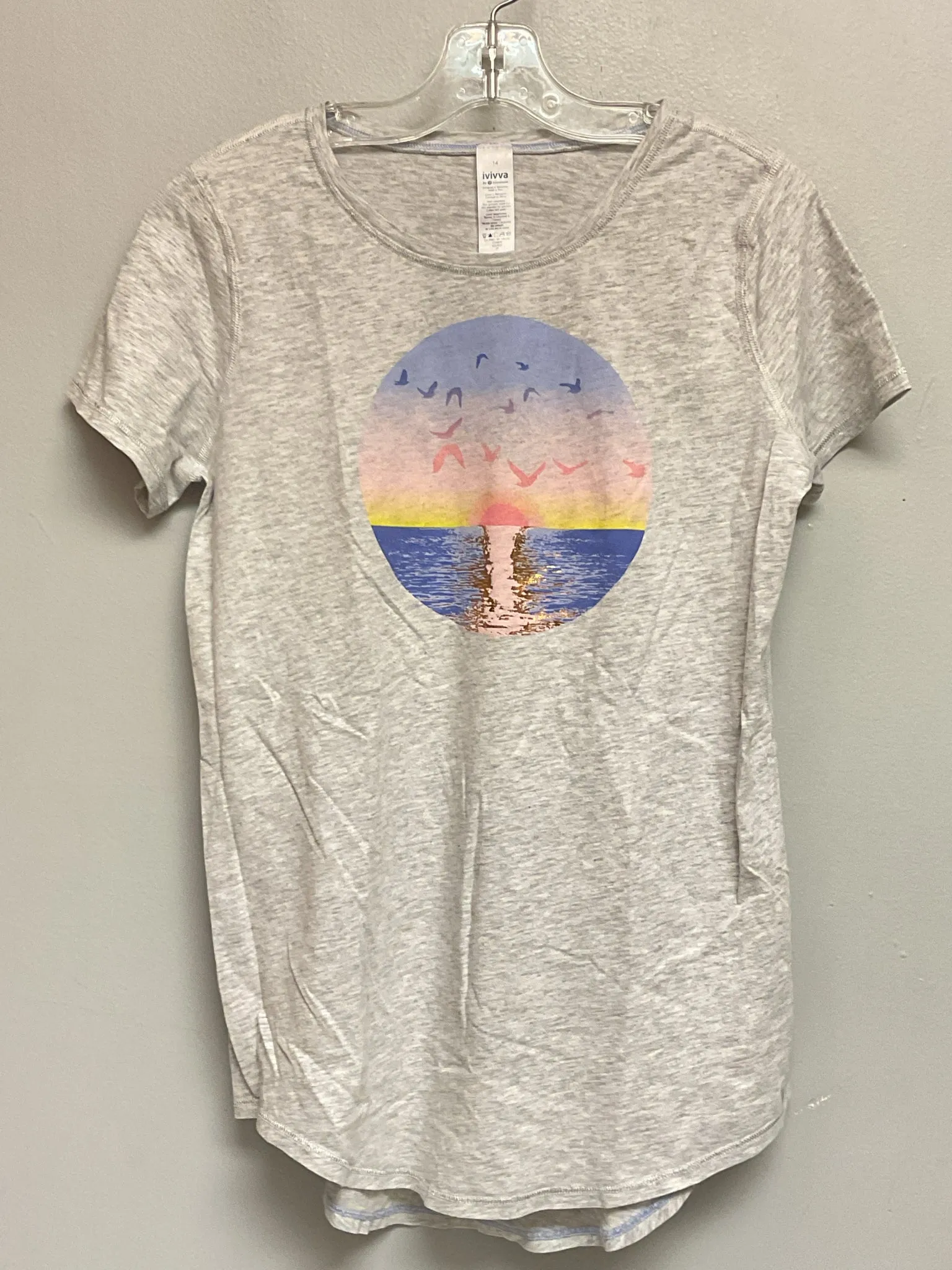 Ivivva Size 14 Gray Cotton Big Girls Tees/Polos/Tunics