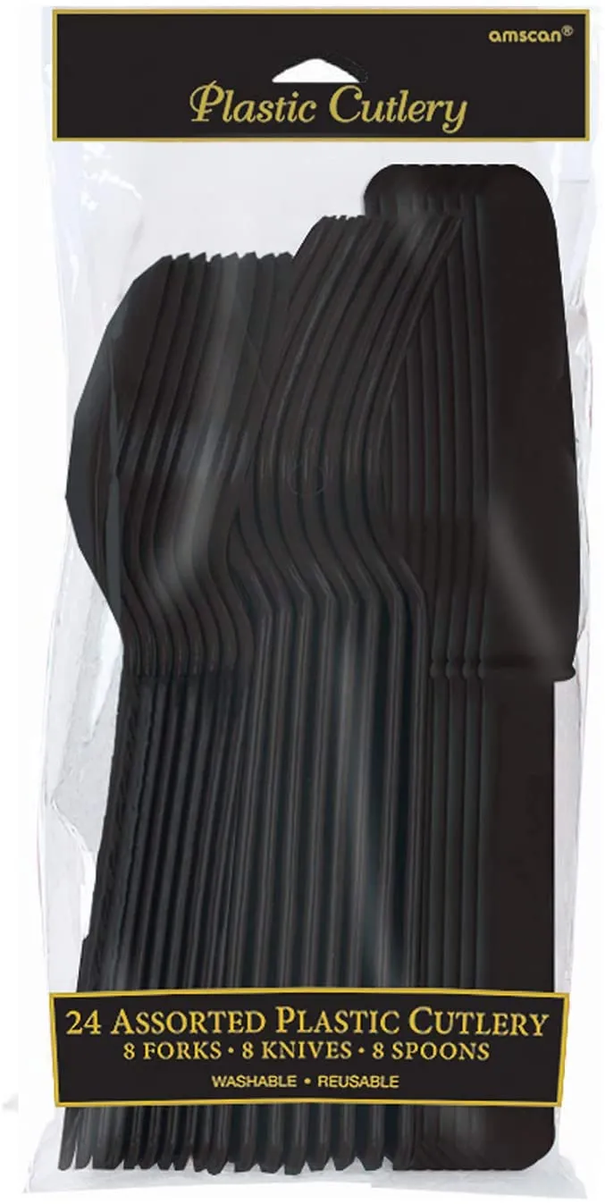 Plastic Cutlery Assorted - Black