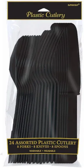 Plastic Cutlery Assorted - Black