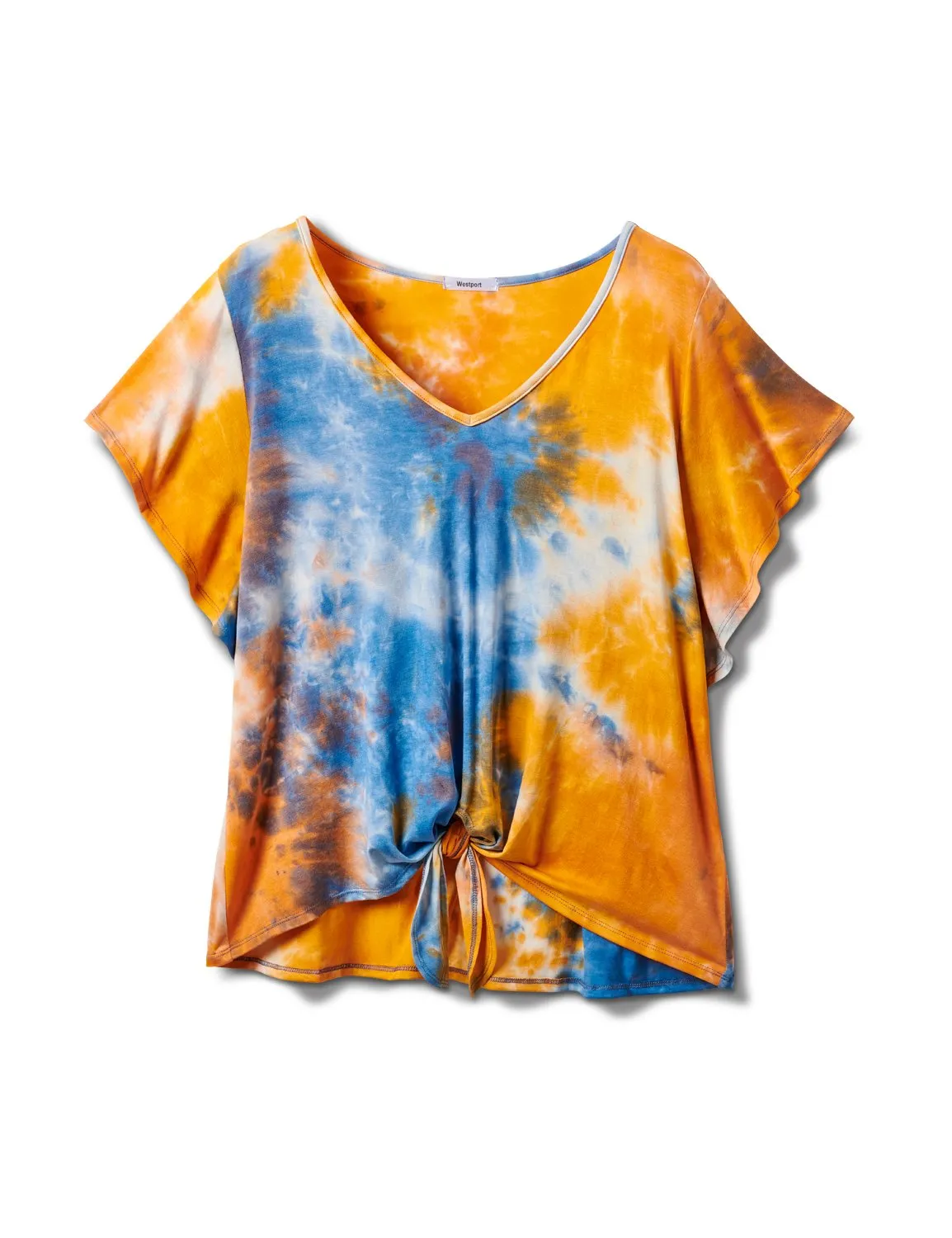 Pre-Order Tie Dye Tie Front Knit Top