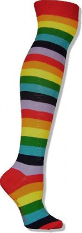 Rainbow Striped Over the Knee Socks (Women's)