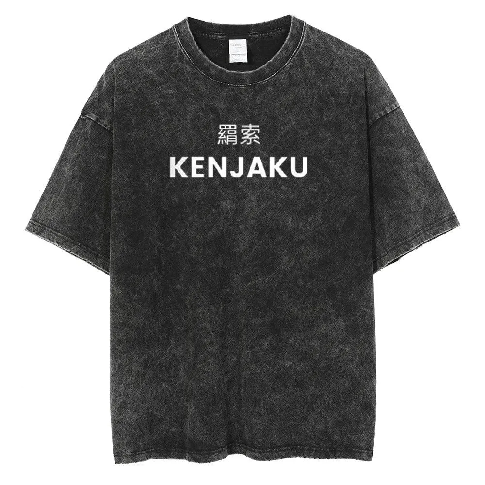 Toji Fushiguro Black Washed Cotton Tees