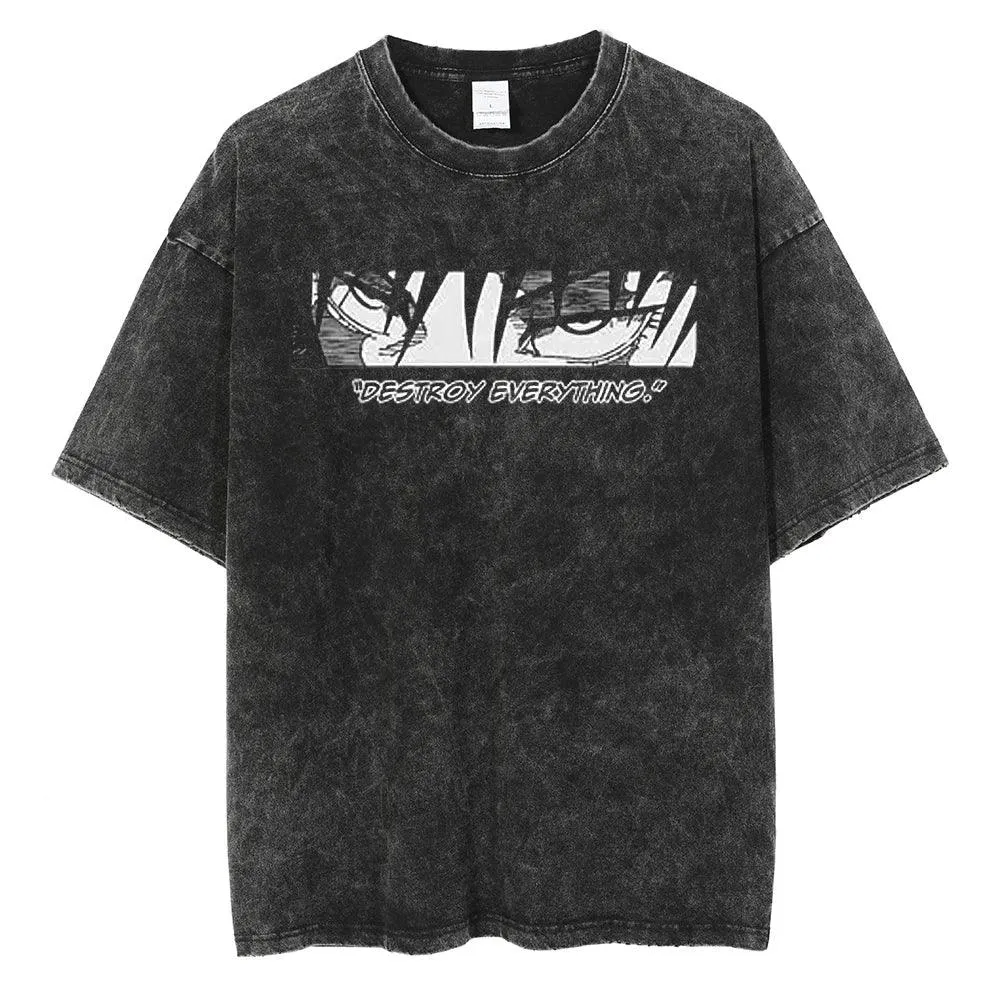 Toji Fushiguro Black Washed Cotton Tees